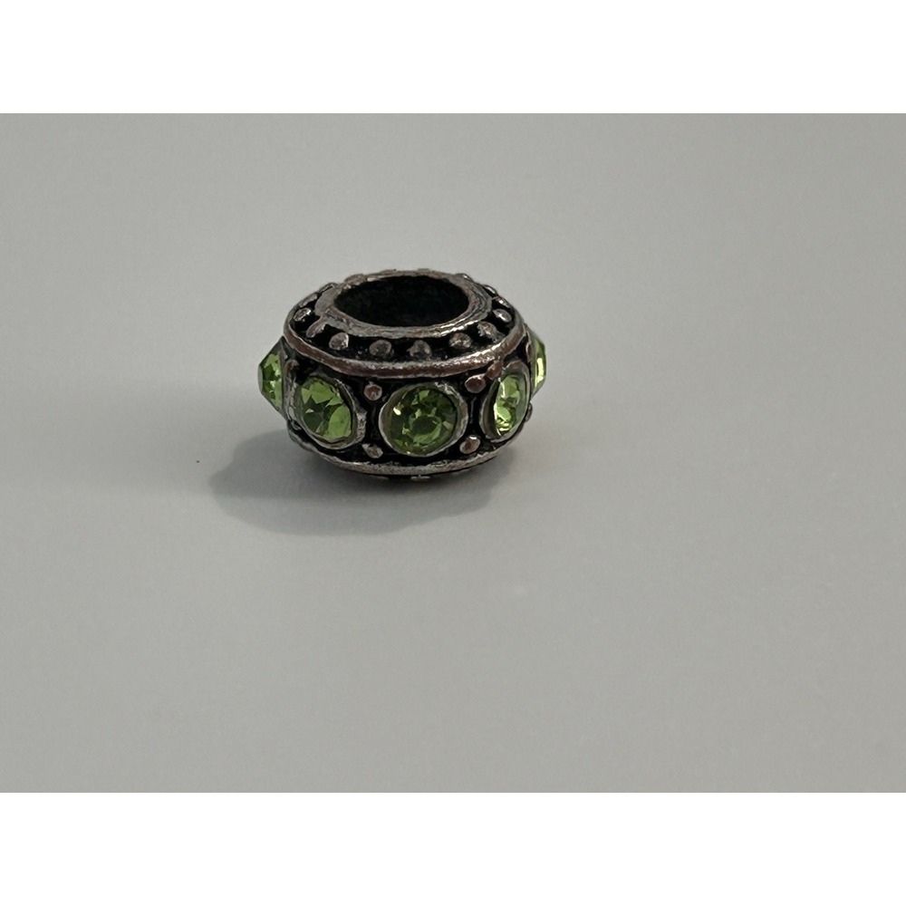Birthstone August Peridot Green Stones Spacer Silver European Charm Bead